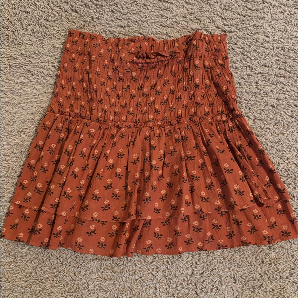 Madewell Terracotta Floral A-Line Skirt